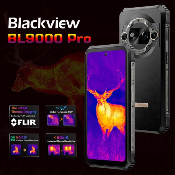 Blackview BL9000 Pro 5G Thermal Imaging Android 14 OS 120Hz 6.78"FHD+ Display IP68 Waterproof Unlocked Flir Wifi6 Rugged Mobile Phone