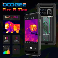 DOOGEE Fire 6 Max 20800mAh Thermal Imaging Night Vision 5G Unlocked 20GB+256GB 6.72-inch IPS 120Hz Screen Waterproof Rugged Phone