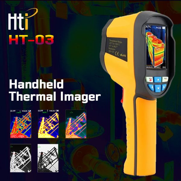 HTI HT-03 Thermal Imager Infrared Handheld Thermal Imaging Camera 120x90px 400°C Range Temperature Measurement Tester for Industrial Inspection