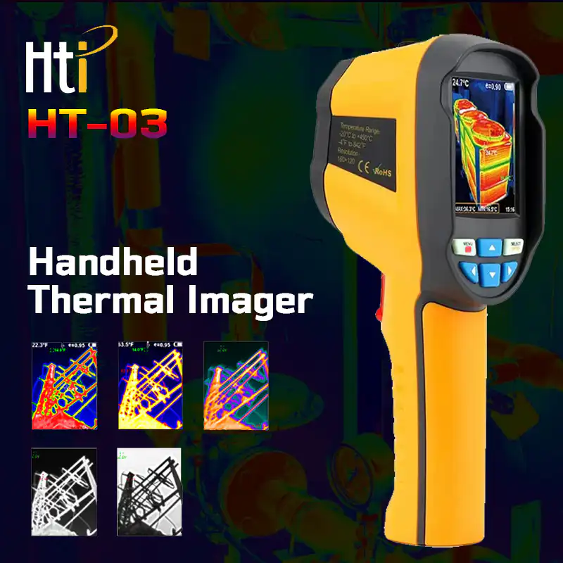 HTI HT-03 Thermal Imager Infrared Handheld Thermal Imaging Camera 120x90px 400°C Range Temperature Measurement Tester for Industrial Inspection HTI HT-03 Thermal Imager Infrared Handheld Thermal Imaging Camera 120x90px 400°C Range Temperature Measurement Tester