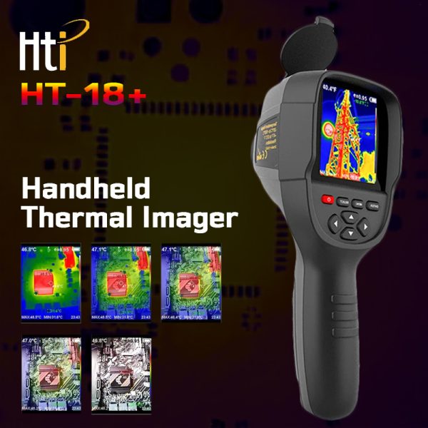 HTI HT-18+ Thermal Imager Infrared Thermal Imaging Camera 256×192px Handheld 550°C Range 3.2inch Display Thermal Camera for Construction Repair PCB Detection