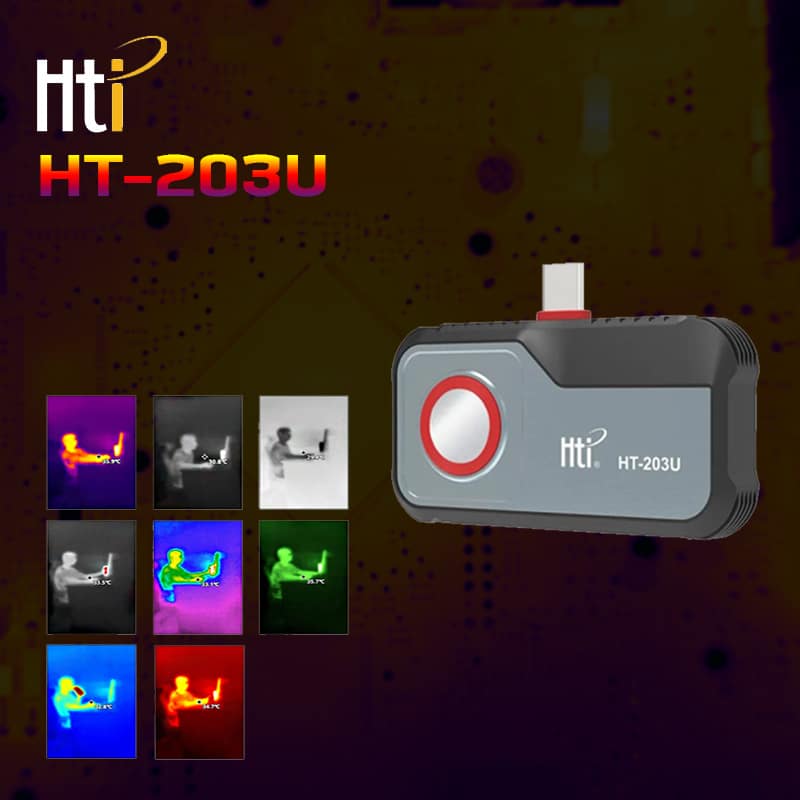 HTI-HT-203U-Thermal-Imager HTI HT-203U Thermal Imager 550℃ Range Mini Infrared Thermal Imaging Camera 256*192px High Accuracy Portable Thermal Cam for Android Smartphone - Image 1