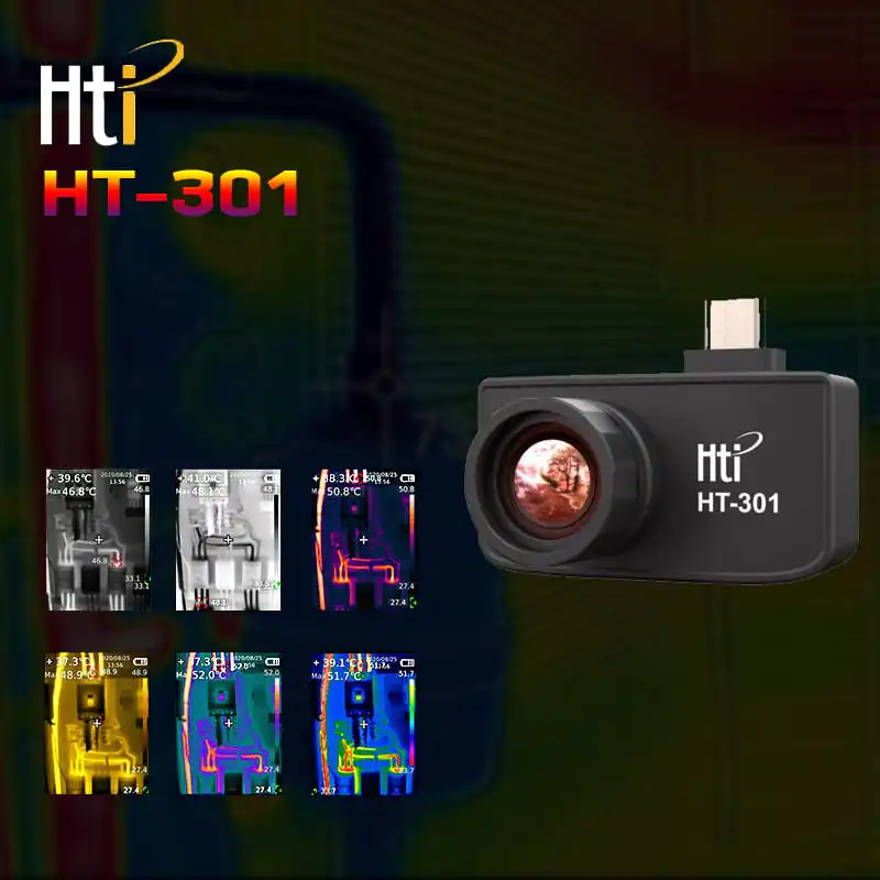 HTI-HT-301-Thermal-Imager-Mini-Pocket-Size-Infrared-Thermo-Camera HTI HT-301 Thermal Imager Mini Pocket Size Infrared Thermo Camera for Android Smartphone 384x288px 400°C Range Infrared Camera for Industrial Household Inspection - Image 1