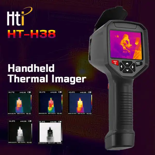 HTI HT-H38 Thermal Imager High End Handheld Thermal Imaging Camera 384 x 288px 25Hz Rate 29.2°× 21.7° FOV Infrared