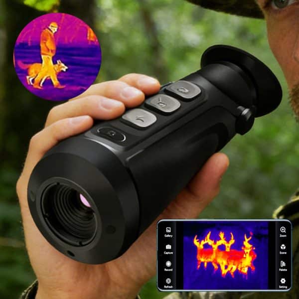 Handheld Thermal Imaging Monocular with 1440*1080 OLED Display 256*192 Pixel 50Hz 4 Colors Mode WiFi IP66 Thermal Imager Monocular for Night Hunt