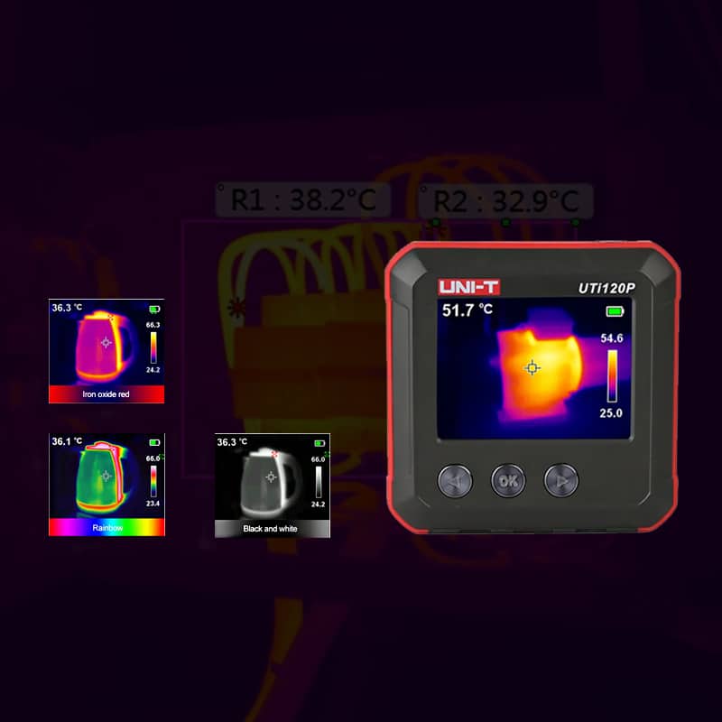 UNI-T-UTi120P-Thermal-Imager-Pocket-Size-Mini-Thermal-Camera UNI-T UTi120P Thermal Imager Pocket Size Mini Thermal Camera 120x90px 50°×38°FOV 400℃ Infrared Cam for PCB, Motor, Auto Repair and Household Inspection - Image 1