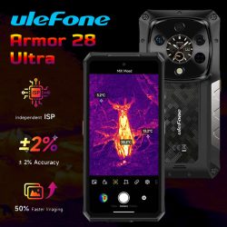 Ulefone Armor 28 Ultra Thermal Imaging Rugged Phone,  10600mAh Battery 5G AI 32GB+1TB 6.67" AMLOD Dual Screen 8K Video Tough Phone, Support Wireless Charging and Widevine L1