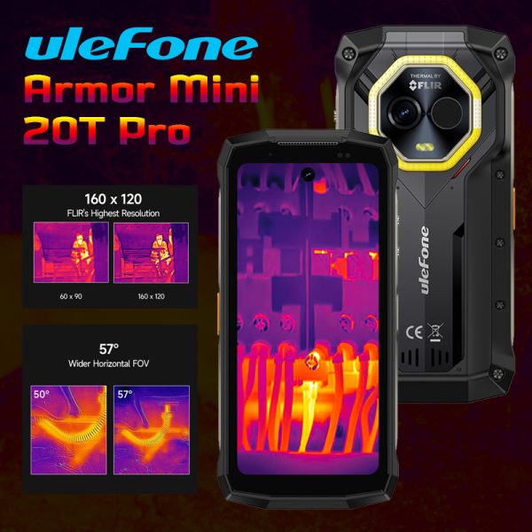 Ulefone Armor Mini 20T Pro 5G Thermal Imaging Rugged Phone 16GB+256GB Android 14 OS 6000mAh Battery Unlocked Waterproof Rugged Phone