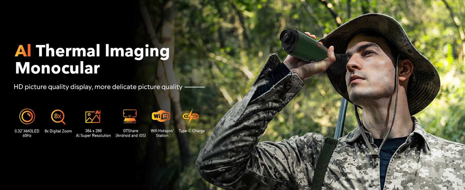384x288px High Resolution Thermal Imaging Monocular IR Handheld Night Vision Monocular 15mm Lens IP66 Waterproof 4000mAh Battery Thermo Monocle for Hunting, Wildlife Watching (11)