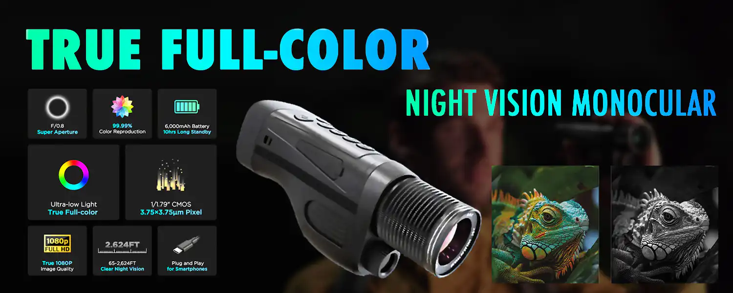 Camleon100 True Full Color Night Vision Monocular 800M Range 6000mAh 10X Digital Zoom 1080P HD Portable NV Monocular for Hunting (1)