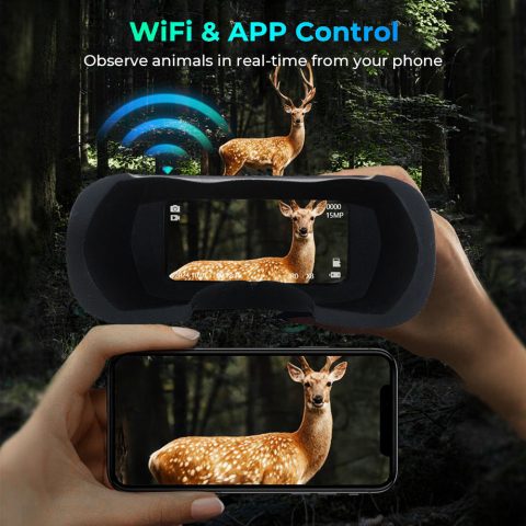 Full Color 300M Range NVG Night Vision Goggles 8X Digital Zoom Hands Free Nite Vision Binoculars Hunting Binos Support Wifi and GPS for Wildlife Watching (12)
