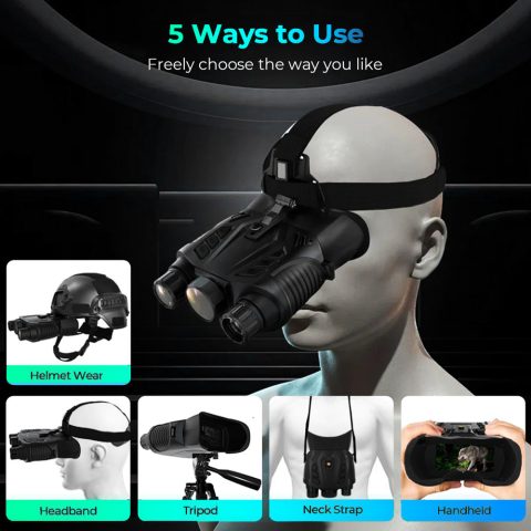 Full Color 300M Range NVG Night Vision Goggles 8X Digital Zoom Hands Free Nite Vision Binoculars Hunting Binos Support Wifi and GPS for Wildlife Watching (13)