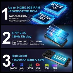 8849 Tank 3S 5G Global Rugged Phone with 6.79-inch 120HZ Display Up to 32(16+16)+512GB 15600mAh Large Battery 120Hz DLP Projector 64MP Night Vision Camera - Image 4