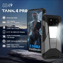 8849 Tank 4 Pro 5G Rugged Phone with 6.73" AMOLED Display Up to 36(18+18)GB+1TB 11600mAh 120W Dimensity 8300 720P Projector 64MP Night Vision Camera - Image 2