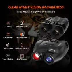 1080P FHD Night Vision Goggles 1.54" TFT Screen 850nm 7 Levels IR 300M 5X Digital Zoom Vision Night alternate view