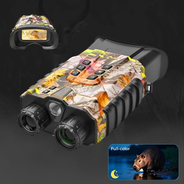 WILDGUARDER® 2.5K Full Color Vision Night Binoculars 3" Screen 850nm Infrared 300M 8X Digital Zoom Night Vision Binos with Tactical LED