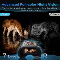 WILDGUARDER® 2.5K Full Color Vision Night Binoculars 3" Screen 850nm Infrared 300M 8X Digital Zoom Night Vision Binos with Tactical LED - Image 2