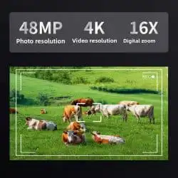 4K FHD Night Vision Binocular 5W 850NM 16x Digital Zoom 48MP 800M WiFi Dual 1.3" Ultra HD TFT Screens alternate view