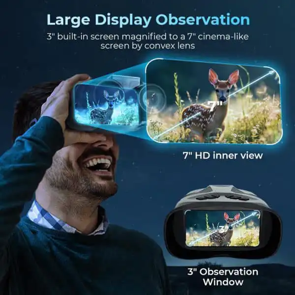 4K Night Vision Binoculars 48MP 7-inch View 4X Optical Zoom 8X Digital Zoom 4000mAh 300M 7-Level IR alternate view