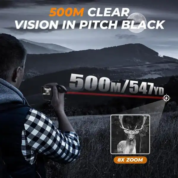4K Night Vision Monoculars 2" Screen 8X Zoom 3000mAh 500M 850nm 7-level IR Night Vision Monocle alternate view