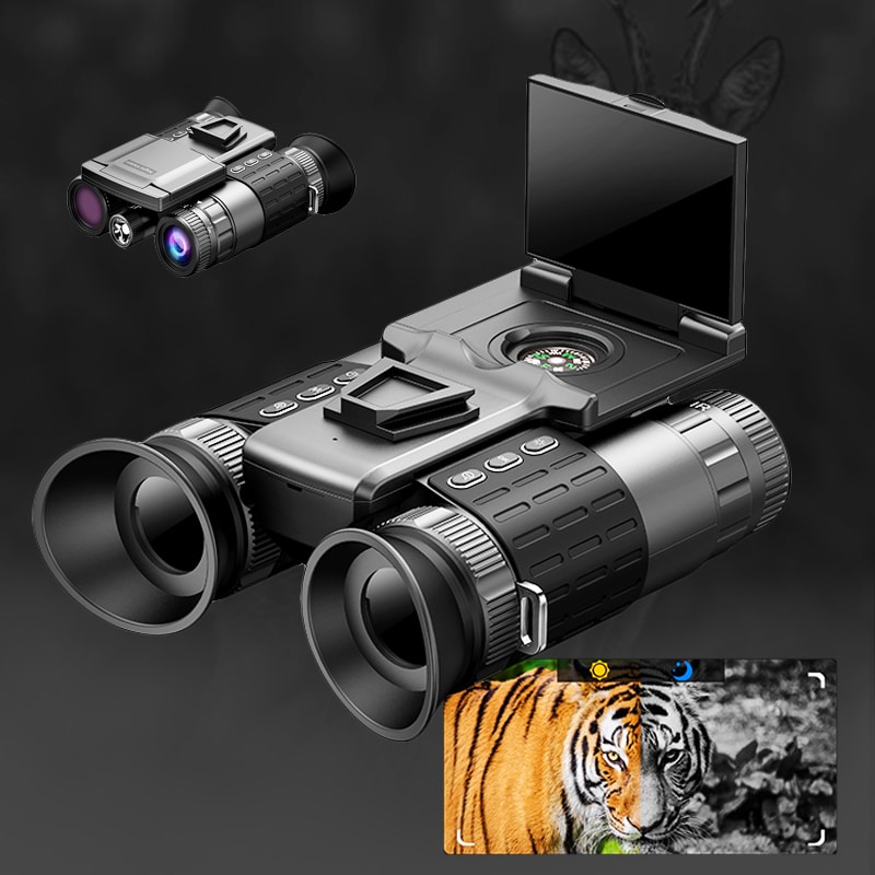4K UHD Dual Screen Night Vision Binoculars (1) WILDGUARDER® 4K UHD Dual Screen Night Vision Binoculars 600M 8X Digital Zoom 5X Magnification Night Time Vision Binoculars with Tactical Light - Image 1