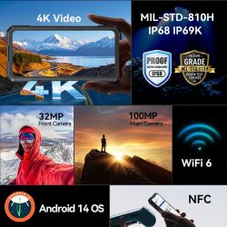 CUBOT KingKong X 5G Rugged Phone with 2.5K 6.58" FHD+ 120Hz + 1.85" Rear Display MTK 7050 Up to 32+256/512GB 100MP Camera 10200mAh Battery - Image 5