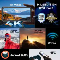 CUBOT KingKong X 5G Rugged Phone with 2.5K 6.58" FHD+ 120Hz + 1.85" Rear Display MTK 7050 Up to 32+256/512GB 100MP Camera 10200mAh Battery - Image 5