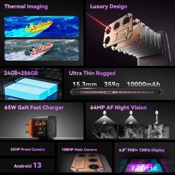 IIIF150 Raptor Global Ultra Thin Thermal Imaging Rugged Phone with 6.8" 120Hz Display Up to 24(12+12)+256GB 10000mAh Battery 64MP Night Vision Camera - Image 4
