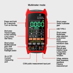 IR Thermal Imaging Multimeter 240*240 Resolution 5 Colors -20℃ to +550℃ 25Hz 1000V DC 750V AC 10A Resistance Measurement - Image 5