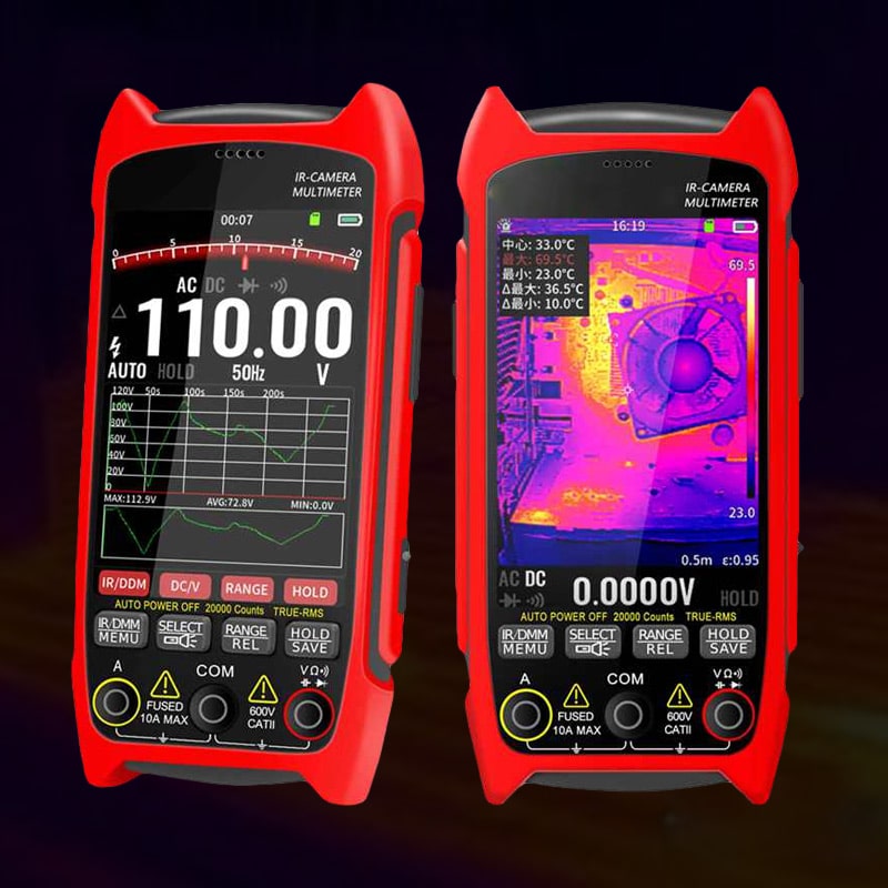 Infrared Thermal Imager Multimeter (1) Infrared Thermal Imager Multimeter with 3.5" Large Display 256*192 Pixel 25Hz -20°C~+550°C 15 Colors 1000V/750V 10A Multimeter - Image 1