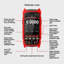 Infrared Thermal Imager Multimeter with 3.5" Large Display 256*192 Pixel 25Hz -20°C~+550°C 15 Colors 1000V/750V 10A Multimeter - Image 6