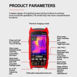 Infrared Thermal Imager Multimeter with 3.5" Large Display 256*192 Pixel 25Hz -20°C~+550°C 15 Colors 1000V/750V 10A Multimeter - Image 5