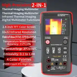 Infrared Thermography Multimeter with 2.4" TFT Screen 4 Colors -20℃ to 550℃ 1000V 750V 10A Thermal Imager Multimeter - Image 2