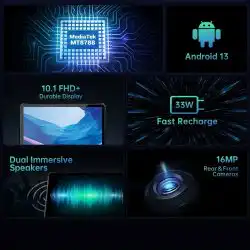 Oukitel RT6 Rugged Tablet with 10.1 Inch FHD+ Diaplay MediaTek MT8788 Android 13 Up to 16(8+8)+256GB 20000mAh Battery 33W Fast Charging - Image 2