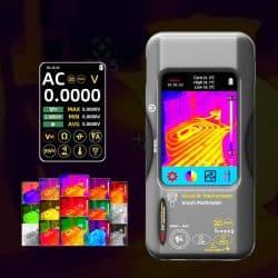 2-In-1 Thermal Imager Multimeter with 3.98" TFT LCD Screen 240*240 Pixels 25Hz 15 Colors Modes -20 – 550℃ 20000 Word Multimeter