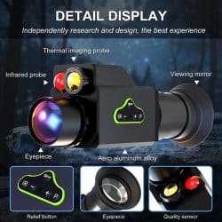 Full Color 256*192px 60Hz 11Color Palettes 2-IN-1 Thermal Imaging Monocular with 320*320px 850nm Night Vision for Hunting - Image 3