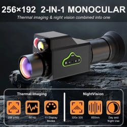 Full Color 256*192px 60Hz 11Color Palettes 2-IN-1 Thermal Imaging Monocular with 320*320px 850nm Night Vision for Hunting - Image 2