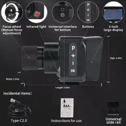 4K Digital Night Vision Binocular with 3.0" TFT Screen 300M 4X Zoom 5X Optical Magnification Night Vision Monocular for Bowfishing at Night - Image 5