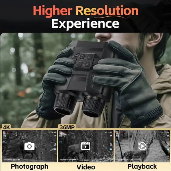 4K Full Color Night Vision Binocular with 3.0" IPS Display 300M 6X Digital Zoom 7 Levels IR Vision alternate view