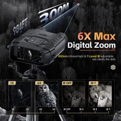 4K Full Color Night Vision Binocular with 3.0" IPS Display 300M 6X Digital Zoom 7 Levels IR Vision Night Vision Binoculars for Nighttime Game Tracking - Image 4