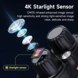 4K HD Night Vision Binocular with 3.0" IPS Screen 5W IR 800M 10X Digital Zoom 3W Strong Flashlight alternate view