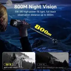 4K HD Night Vision Binocular with 3.0" IPS Screen 5W IR 800M 10X Digital Zoom 3W Strong Flashlight Night Vision Binos for Animal Watching - Image 4