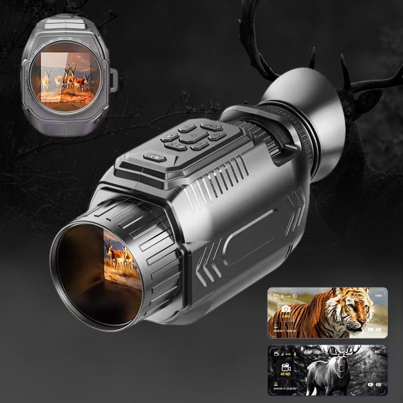 4K IR Night Vision Monocular (1) 4K IR Night Vision Monocular with Animal Sound Imitator 1.54" IPS Screen 64MP 28X Zoom WiFi Monocular Night Vision for Animal Tracking - Image 1