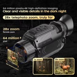 4K IR Night Vision Monocular with Animal Sound Imitator 1.54" IPS Screen 64MP 28X Zoom WiFi Monocular Night Vision for Animal Tracking - Image 2