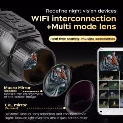 4K IR Night Vision Monocular with Animal Sound Imitator 1.54" IPS Screen 64MP 28X Zoom WiFi Monocular Night Vision for Animal Tracking - Image 5