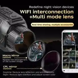 4K IR Night Vision Monocular with Animal Sound Imitator 1.54" IPS Screen 64MP 28X Zoom WiFi Monocular Night Vision for Animal Tracking - Image 5