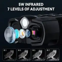 4K UHD Long Range Night Vision Binocular with 4.0" IPS Screen 5W 7 Levels IR 10X Zoom 3W Strong Flashlight Vision Night Binoculars for Bush Tracking - Image 3