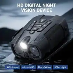 4K UHD Long Range Night Vision Binocular with 4.0" IPS Screen 5W 7 Levels IR 10X Zoom 3W Strong alternate view