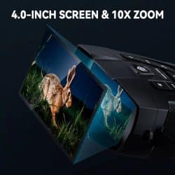 4K UHD Long Range Night Vision Binocular with 4.0" IPS Screen 5W 7 Levels IR 10X Zoom 3W Strong Flashlight Vision Night Binoculars for Bush Tracking - Image 6