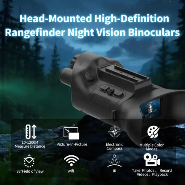 Long Range Night Vision Goggle with 3" LCD Screen 6X Zoom 850nm WiFi 6000mAh 1200M Rangefinder for alternate view